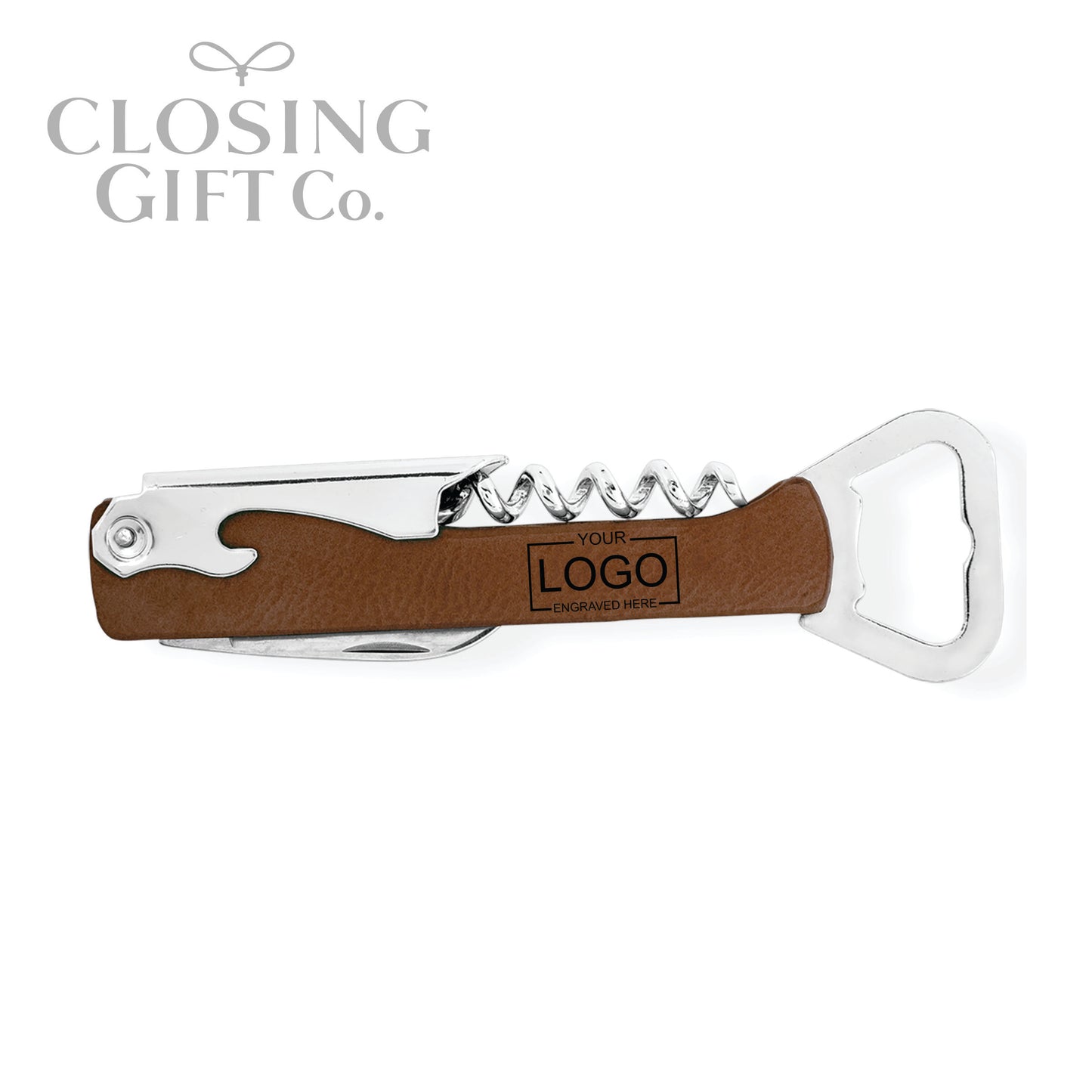 LEATHERETTE MULTI TOOL CORKSCREW WINE & BOTTLE OPENER