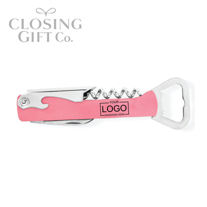 LEATHERETTE MULTI TOOL CORKSCREW WINE & BOTTLE OPENER