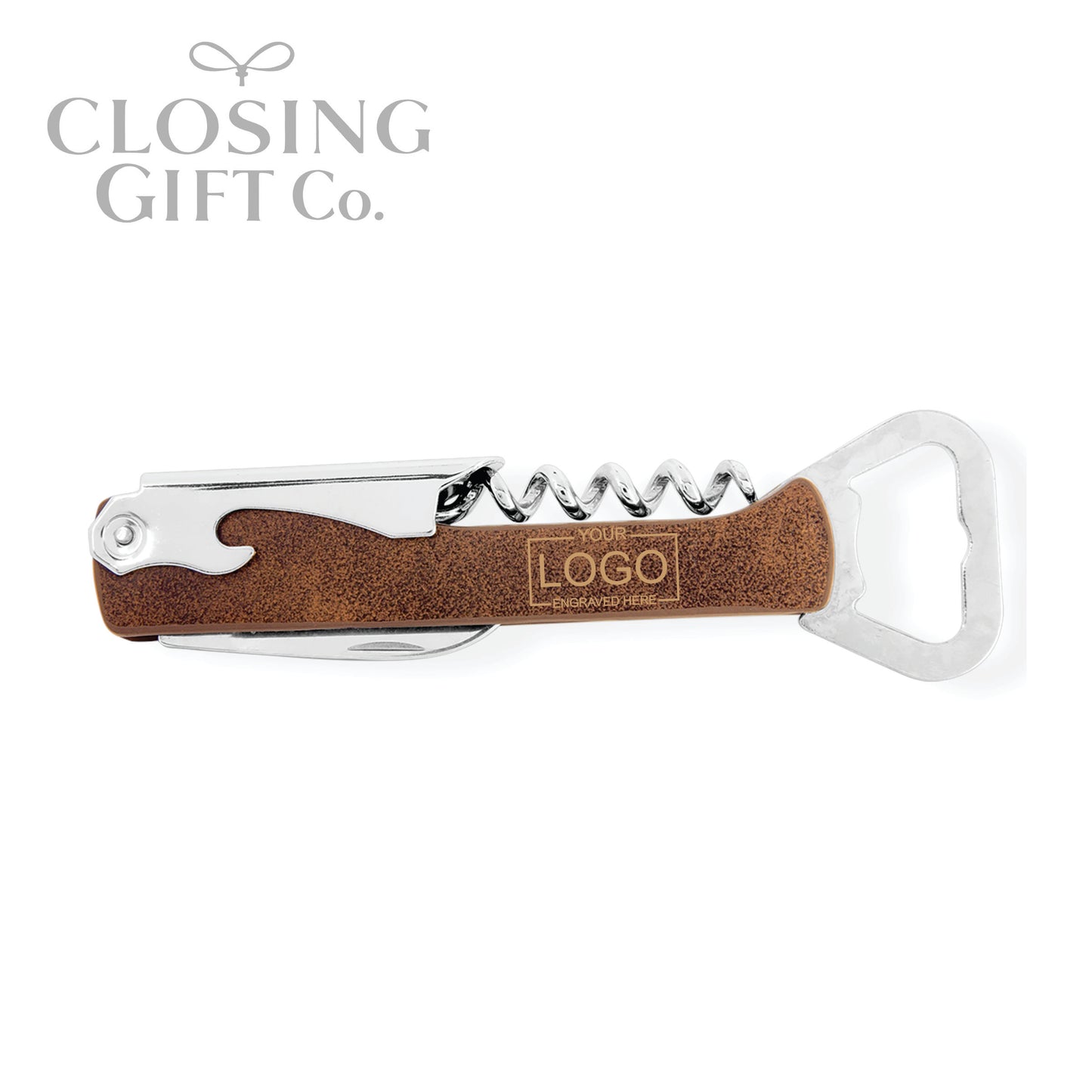 LEATHERETTE MULTI TOOL CORKSCREW WINE & BOTTLE OPENER