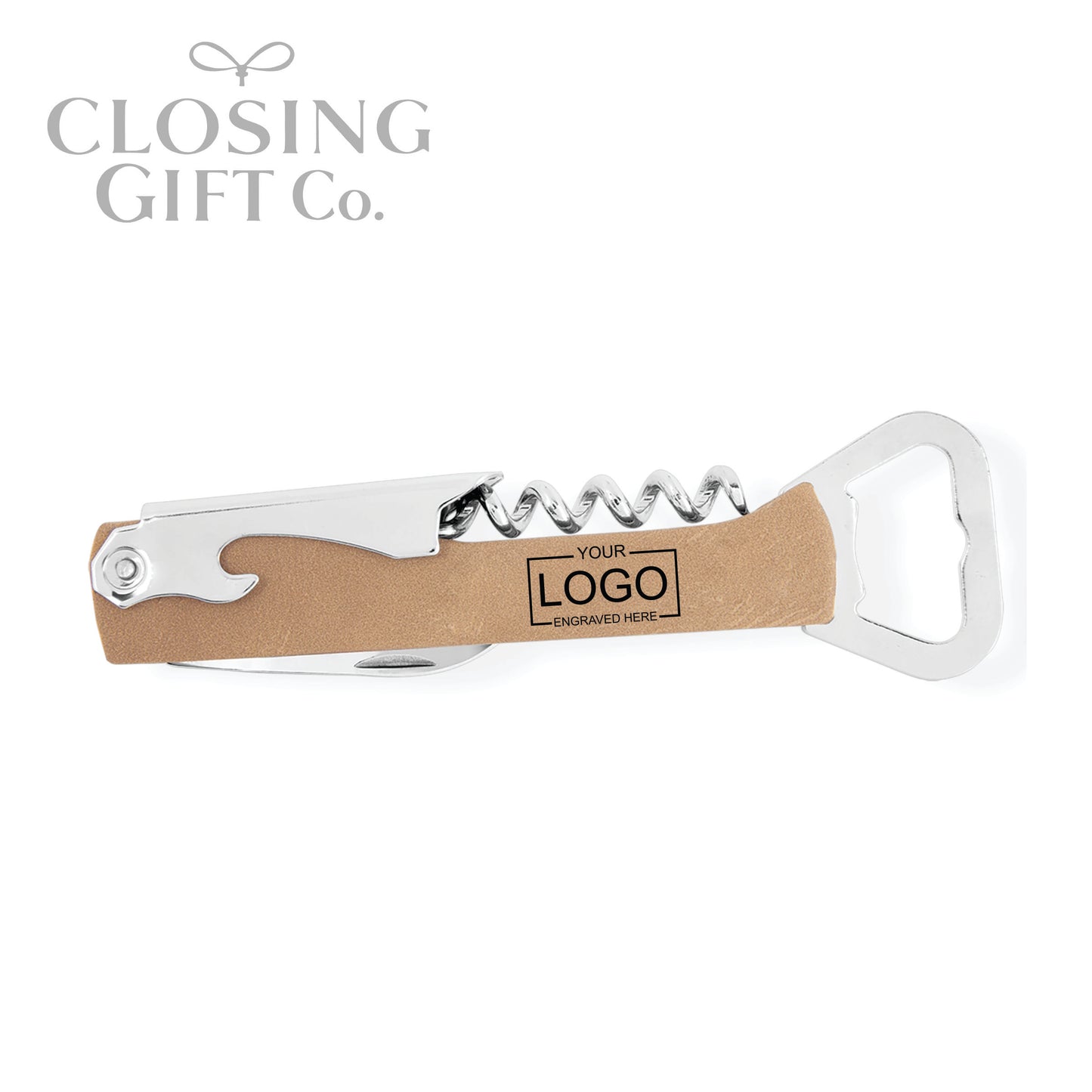 LEATHERETTE MULTI TOOL CORKSCREW WINE & BOTTLE OPENER
