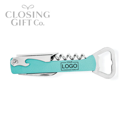 LEATHERETTE MULTI TOOL CORKSCREW WINE & BOTTLE OPENER