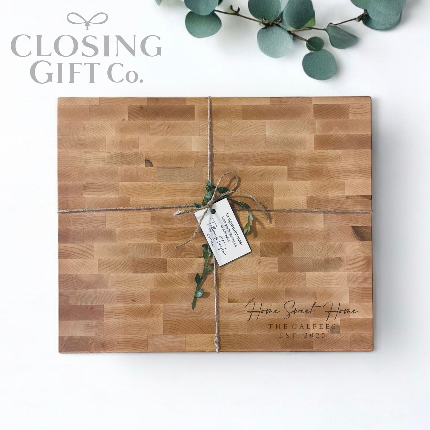 Personalized Maple Butcher Block Cutting Board | Engraved Realtor Closing Gift | Housewarming Gift