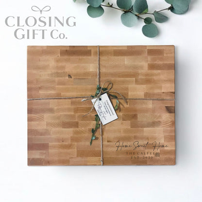 Personalized Maple Butcher Block Cutting Board | Engraved Realtor Closing Gift | Housewarming Gift