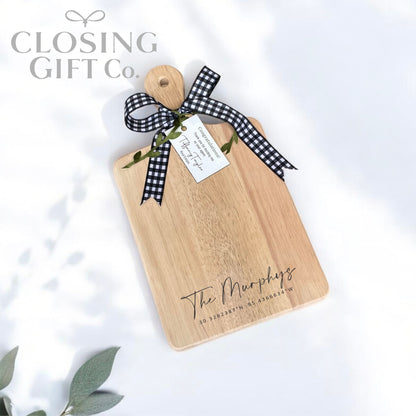 Personalized Rubberwood Cutting Board | Engraved Realtor Closing Gift | Housewarming Gift