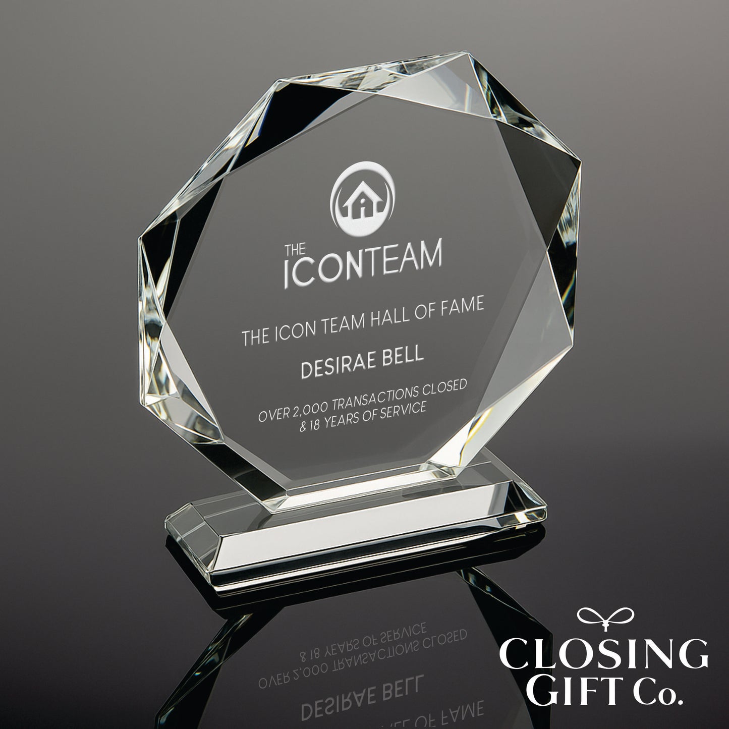 OPTICAL CRYSTAL FACETED OCTAGON AWARD