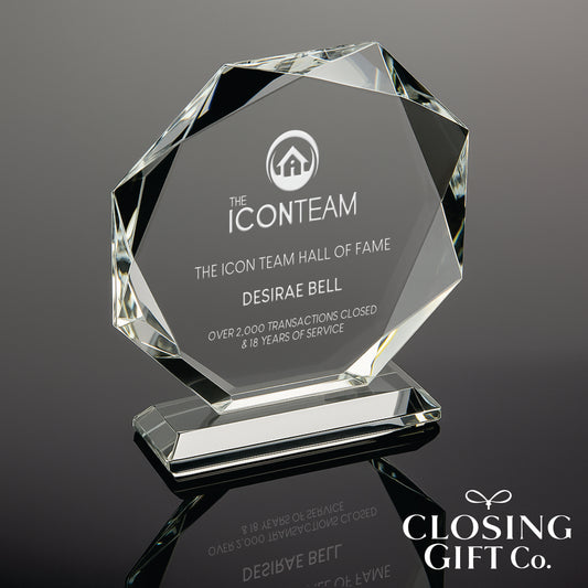 OPTICAL CRYSTAL FACETED OCTAGON AWARD