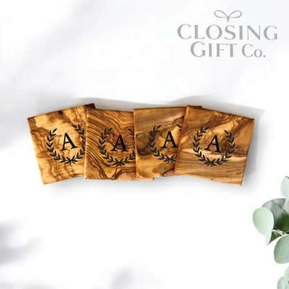 RECTANGLE OLIVE WOOD BUNDLE - BOARD / SPOONS / COASTERS - CUSTOM ENGRAVED