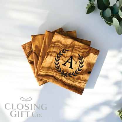 RECTANGLE OLIVE WOOD BUNDLE - BOARD / SPOONS / COASTERS - CUSTOM ENGRAVED