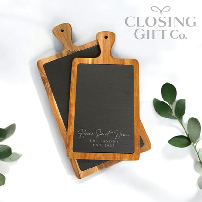 ACACIA WOOD & SLATE SERVING BOARD