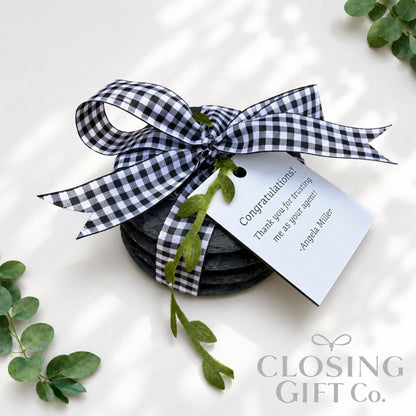 Personalized Slate Coaster Set | Engraved Housewarming Gift | Realtor Closing Gift