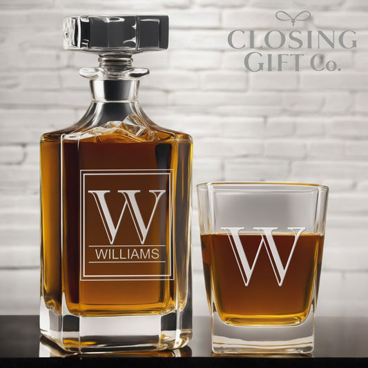 CUSTOM 3 PIECE GLASS DECANTER SET