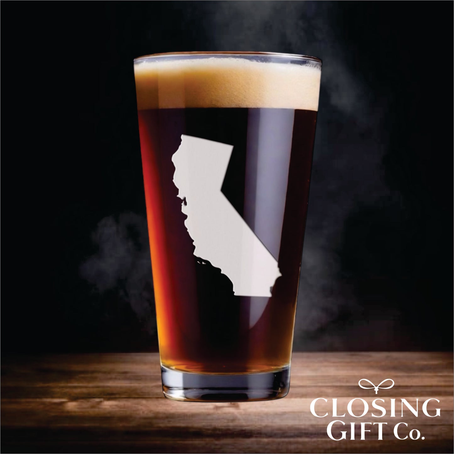 PINT GLASS ENGRAVED WITH STATE SHAPE OF YOUR CHOICE