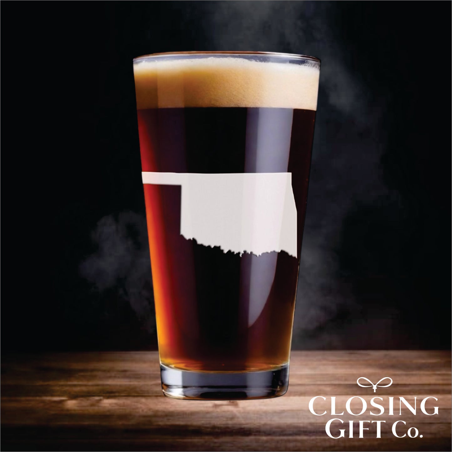 PINT GLASS ENGRAVED WITH STATE SHAPE OF YOUR CHOICE