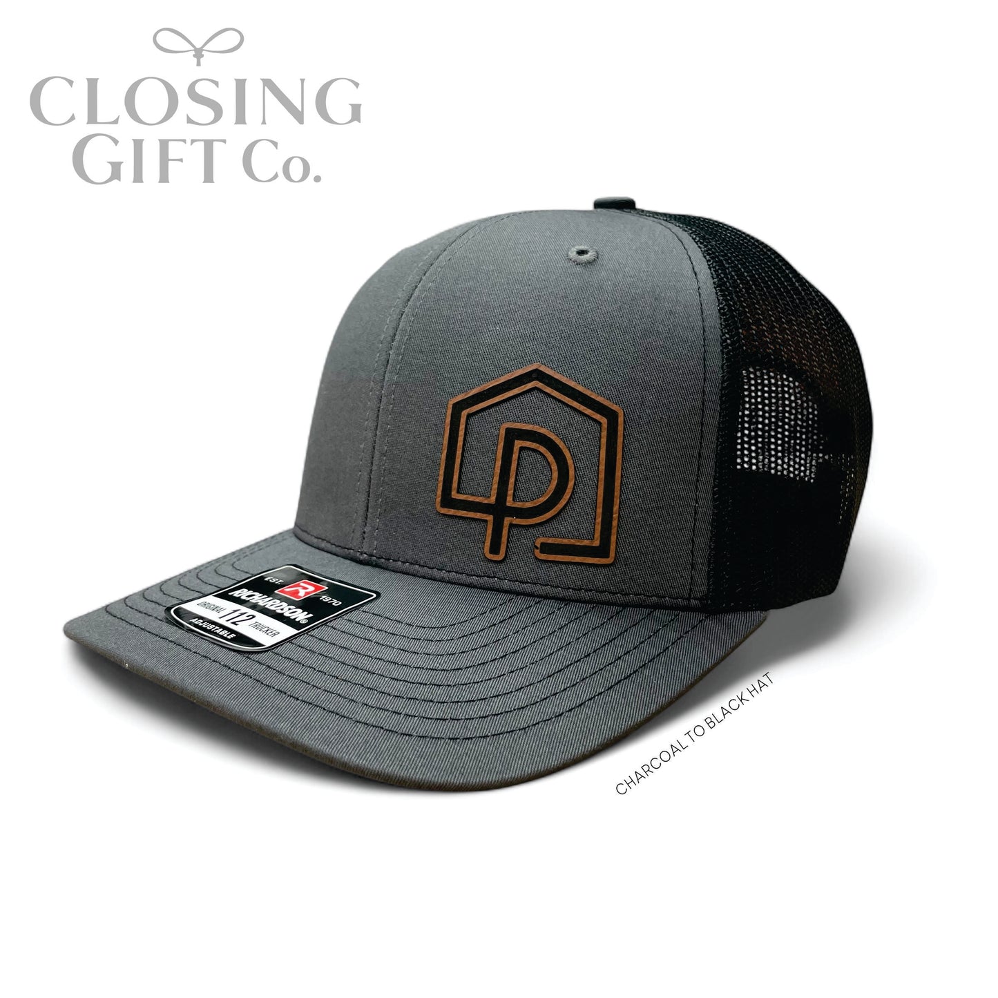 TRUCKER HAT WITH CUSTOM LEATHER PATCH -ENGRAVED WITH YOUR LOGO