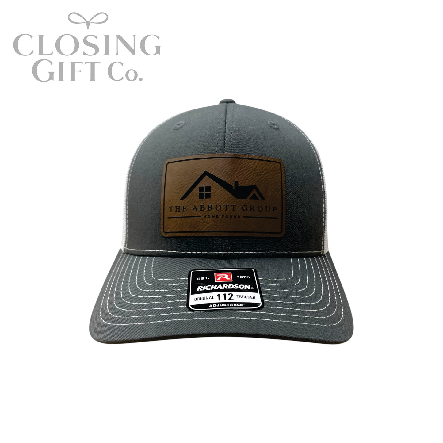 TRUCKER HAT WITH CUSTOM LEATHER PATCH -ENGRAVED WITH YOUR LOGO