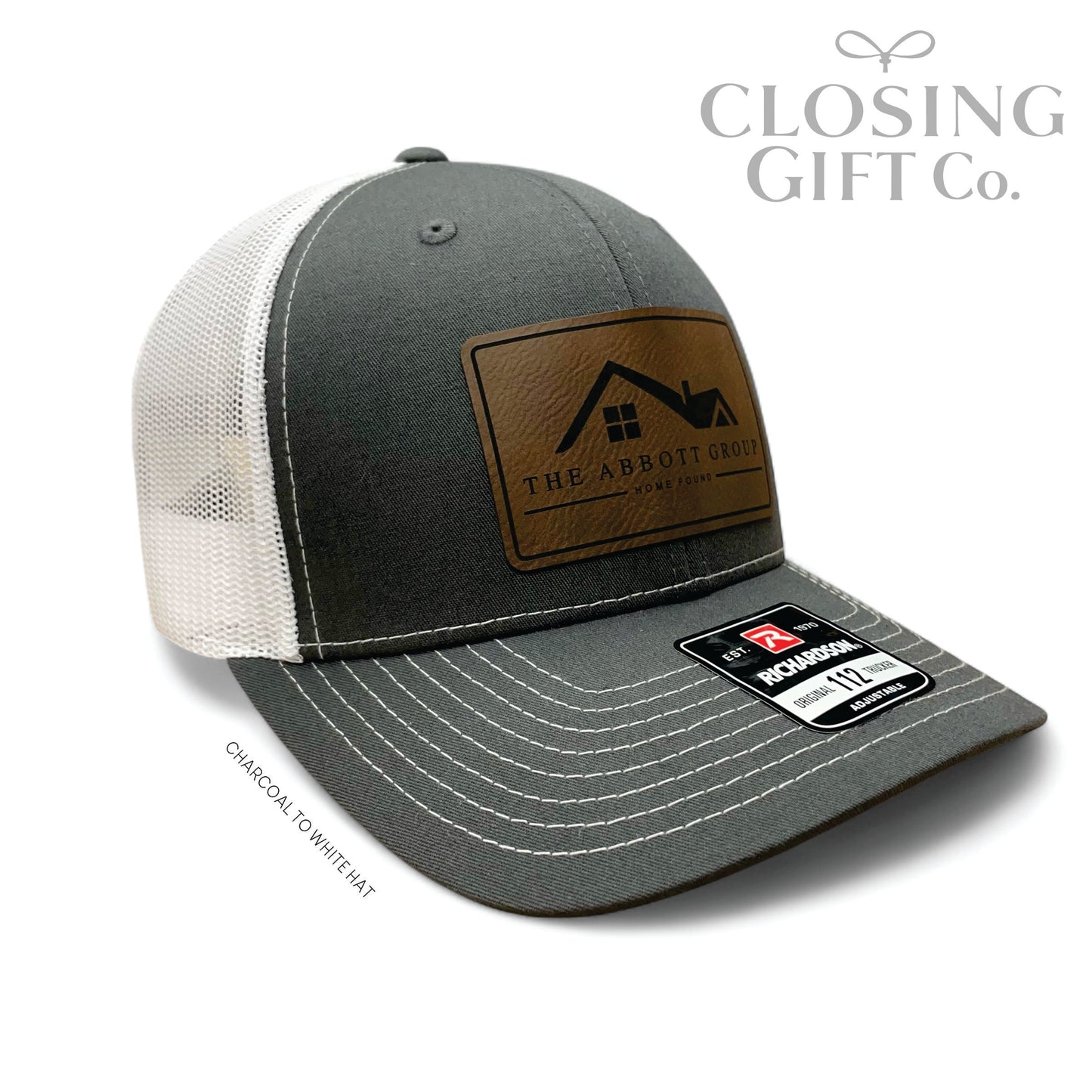 TRUCKER HAT WITH CUSTOM LEATHER PATCH -ENGRAVED WITH YOUR LOGO