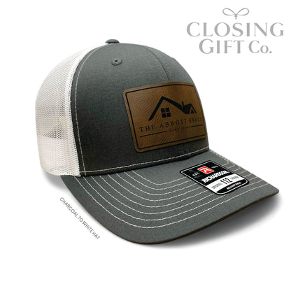TRUCKER HAT WITH CUSTOM LEATHER PATCH -ENGRAVED WITH YOUR LOGO