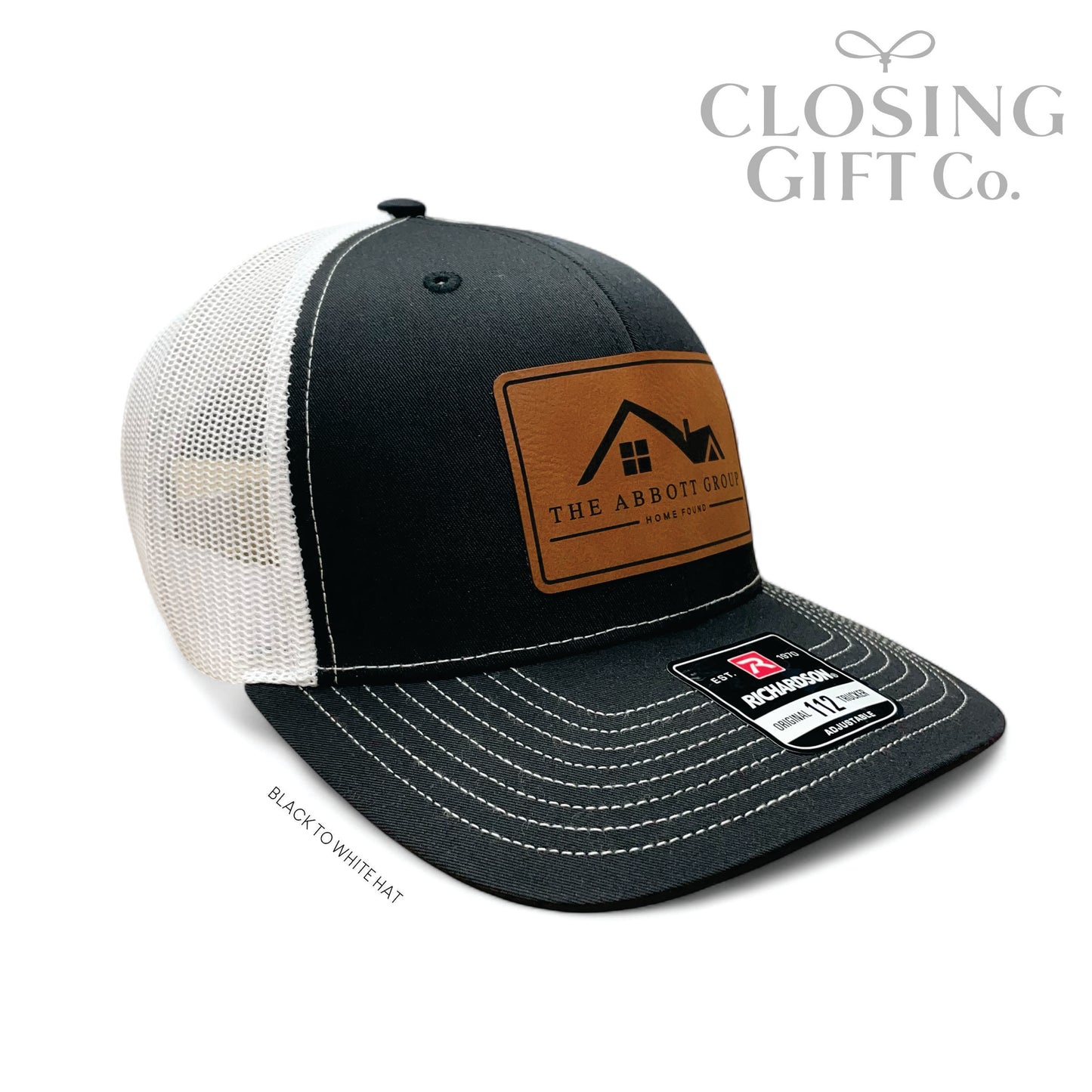 TRUCKER HAT WITH CUSTOM LEATHER PATCH -ENGRAVED WITH YOUR LOGO