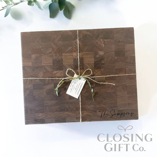 Personalized Walnut Butcher Block Cutting Board | Engraved Realtor Closing Gift | Housewarming Gift