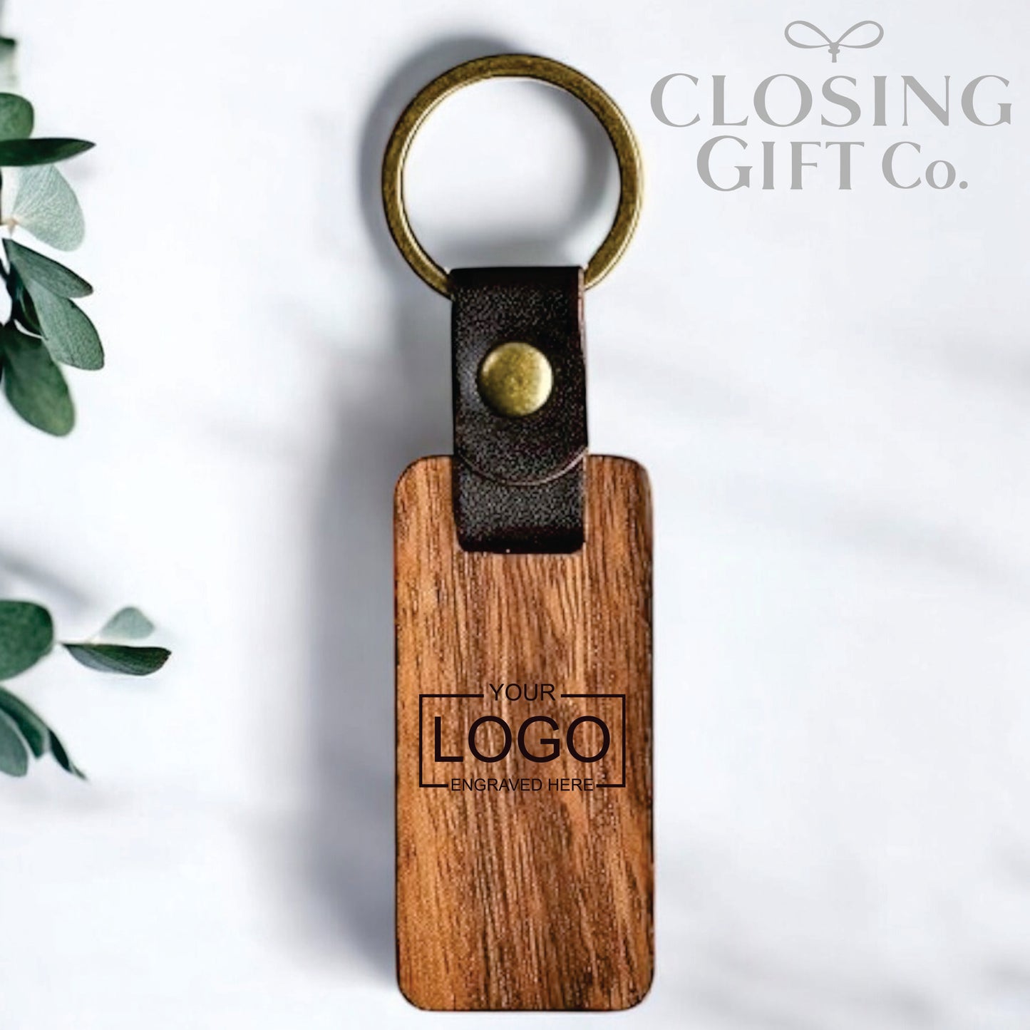 WOOD & LEATHER KEYCHAIN