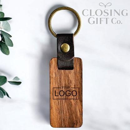WOOD & LEATHER KEYCHAIN