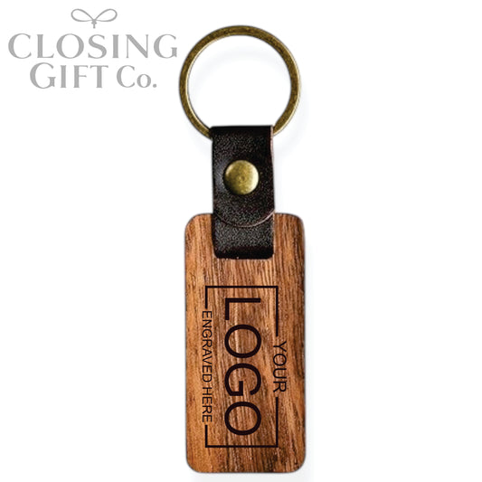 WOOD & LEATHER KEYCHAIN