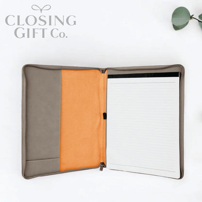 CUSTOM ENGRAVED ZIPPER PORTFOLIO WITH NOTEPAD