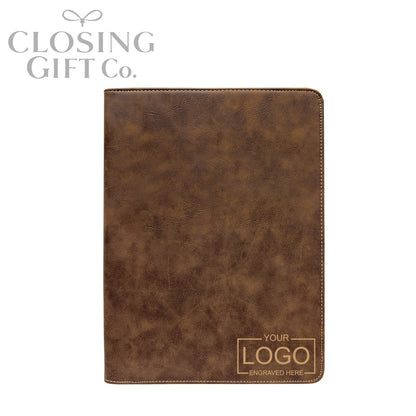CUSTOM ENGRAVED ZIPPER PORTFOLIO WITH NOTEPAD