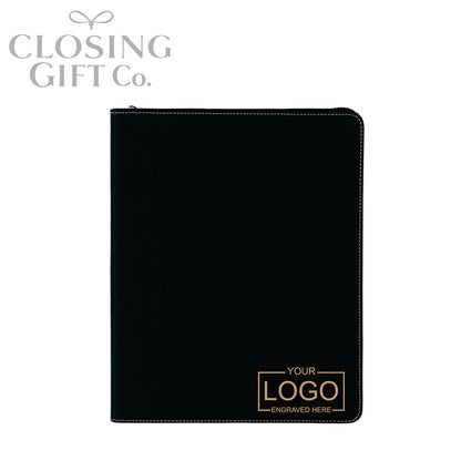 CUSTOM ENGRAVED ZIPPER PORTFOLIO WITH NOTEPAD