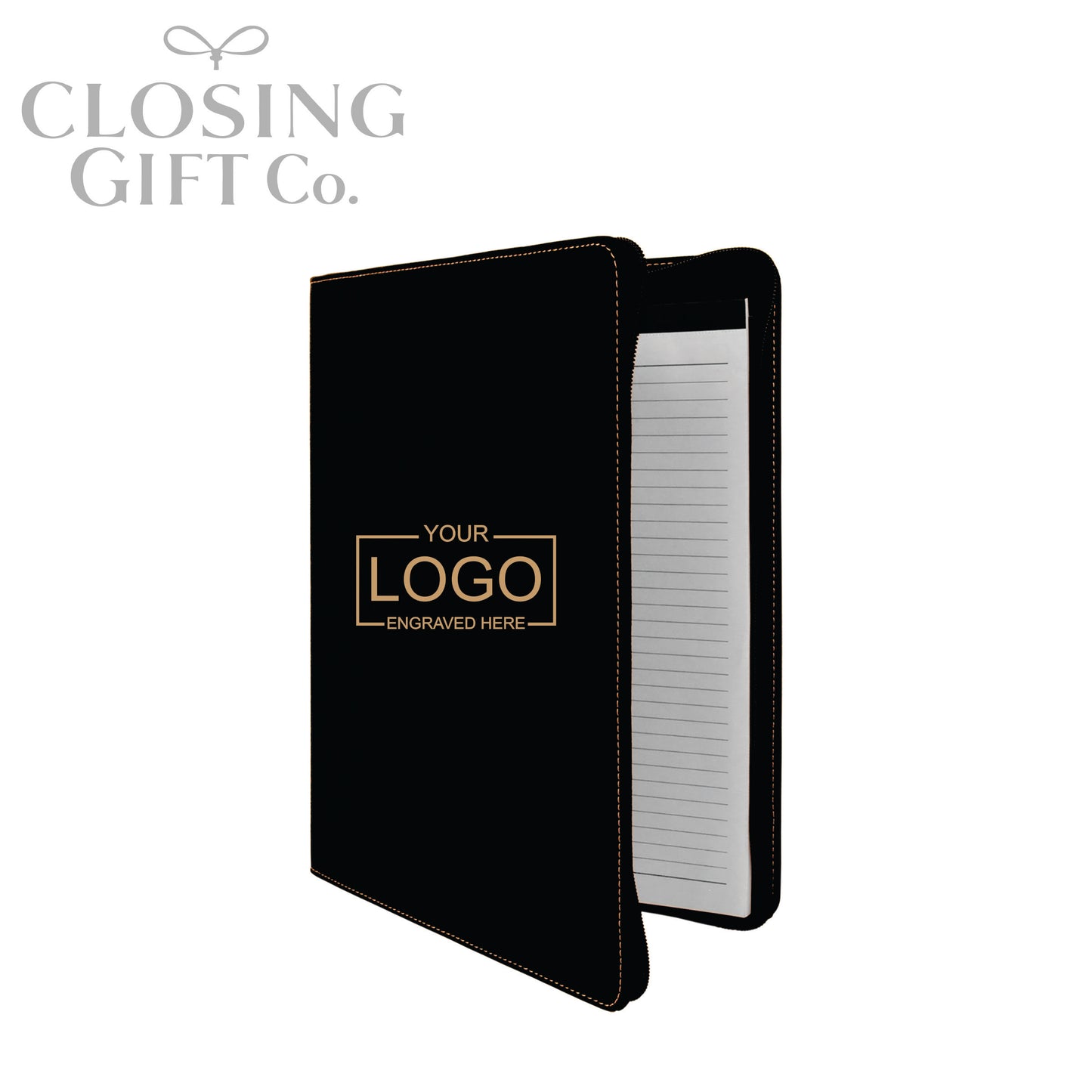 CUSTOM ENGRAVED ZIPPER PORTFOLIO WITH NOTEPAD