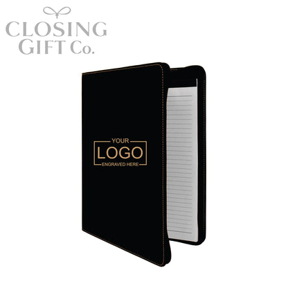 CUSTOM ENGRAVED ZIPPER PORTFOLIO WITH NOTEPAD