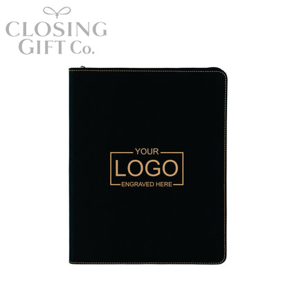 CUSTOM ENGRAVED ZIPPER PORTFOLIO WITH NOTEPAD