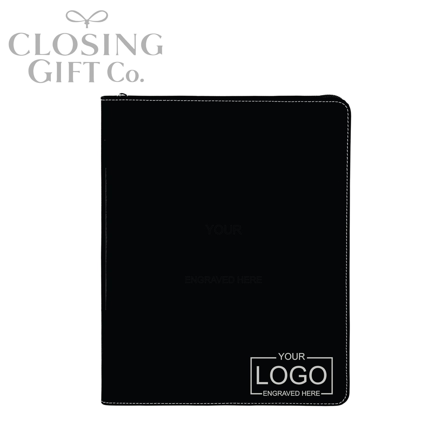 CUSTOM ENGRAVED ZIPPER PORTFOLIO WITH NOTEPAD