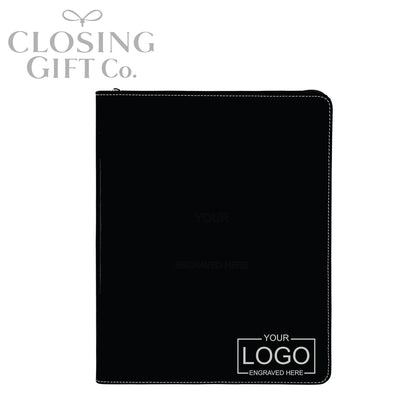 CUSTOM ENGRAVED ZIPPER PORTFOLIO WITH NOTEPAD
