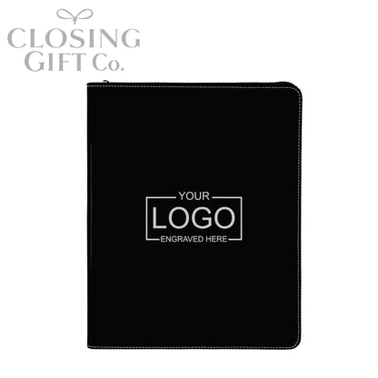 CUSTOM ENGRAVED ZIPPER PORTFOLIO WITH NOTEPAD