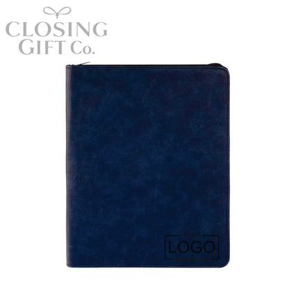 CUSTOM ENGRAVED ZIPPER PORTFOLIO WITH NOTEPAD