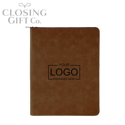 CUSTOM ENGRAVED ZIPPER PORTFOLIO WITH NOTEPAD