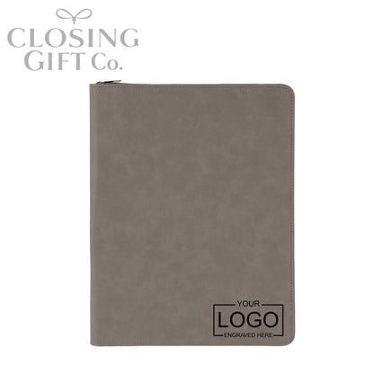 CUSTOM ENGRAVED ZIPPER PORTFOLIO WITH NOTEPAD