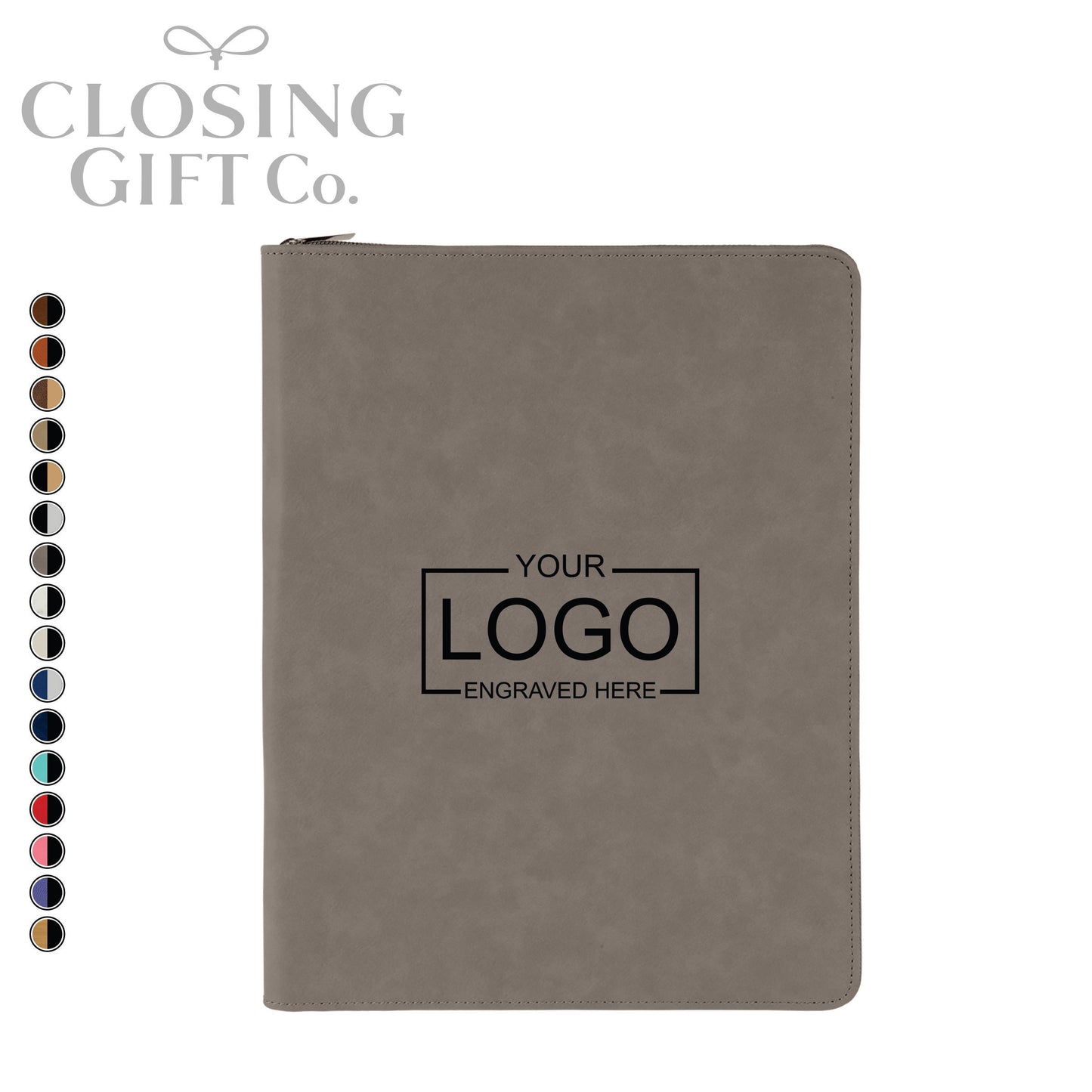 CUSTOM ENGRAVED ZIPPER PORTFOLIO WITH NOTEPAD