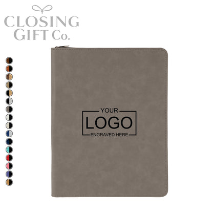 CUSTOM ENGRAVED ZIPPER PORTFOLIO WITH NOTEPAD