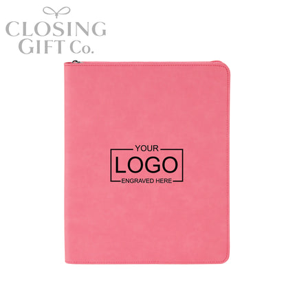 CUSTOM ENGRAVED ZIPPER PORTFOLIO WITH NOTEPAD