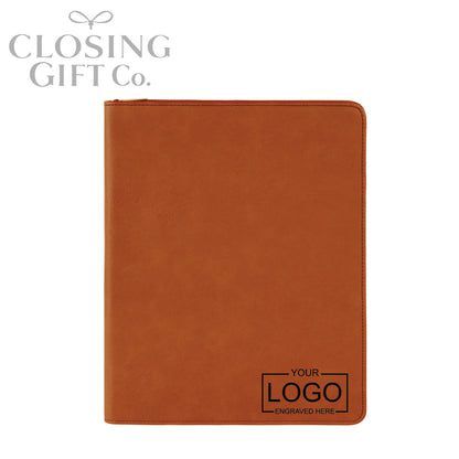 CUSTOM ENGRAVED ZIPPER PORTFOLIO WITH NOTEPAD