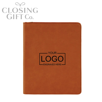 CUSTOM ENGRAVED ZIPPER PORTFOLIO WITH NOTEPAD