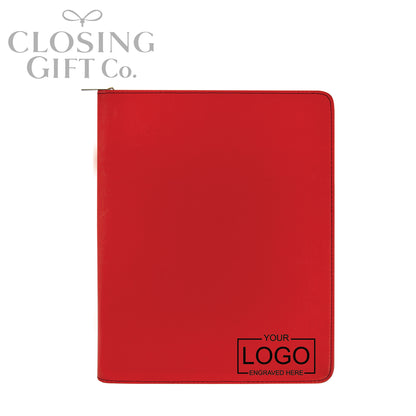CUSTOM ENGRAVED ZIPPER PORTFOLIO WITH NOTEPAD