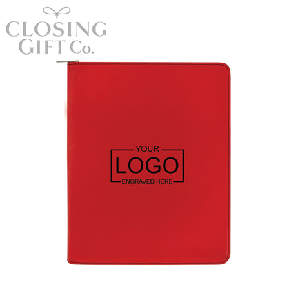 CUSTOM ENGRAVED ZIPPER PORTFOLIO WITH NOTEPAD