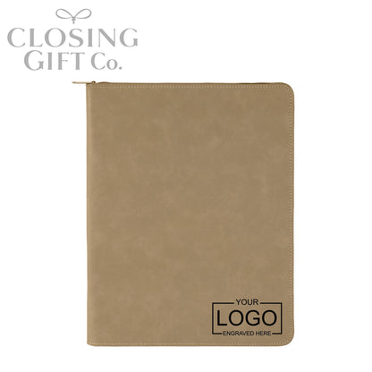 CUSTOM ENGRAVED ZIPPER PORTFOLIO WITH NOTEPAD