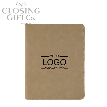 CUSTOM ENGRAVED ZIPPER PORTFOLIO WITH NOTEPAD