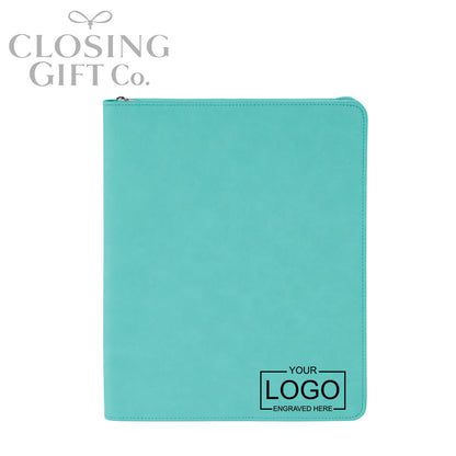 CUSTOM ENGRAVED ZIPPER PORTFOLIO WITH NOTEPAD
