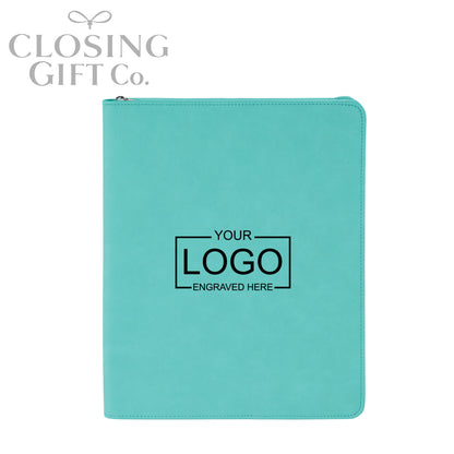 CUSTOM ENGRAVED ZIPPER PORTFOLIO WITH NOTEPAD