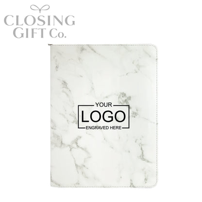 CUSTOM ENGRAVED ZIPPER PORTFOLIO WITH NOTEPAD